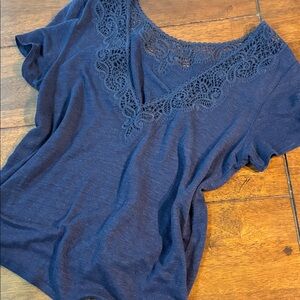 Classic timeless sweet and sexy Sezane fancy French feminine lace trim tee S 💋